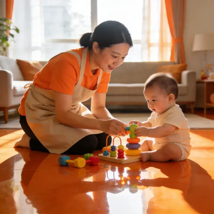 佳禾育婴师陪伴婴幼儿做早教游戏